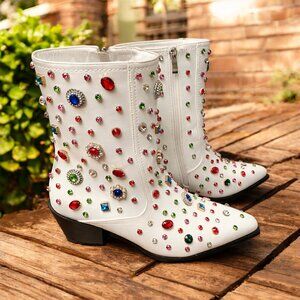 Azalea Wang Rhinestone Embellished Western Boots SZ 10